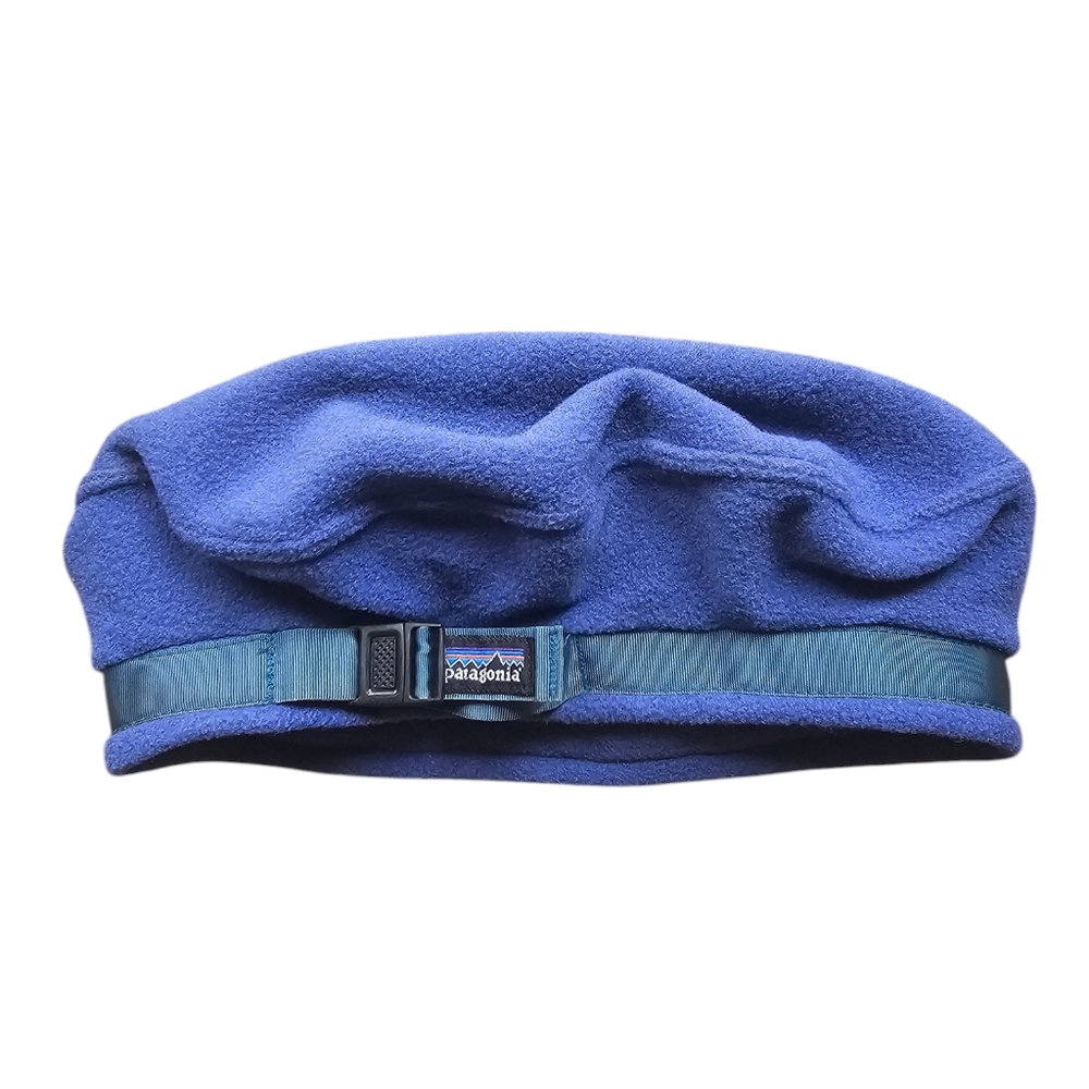 Patagonia blue lavander green strap warm hat kids L